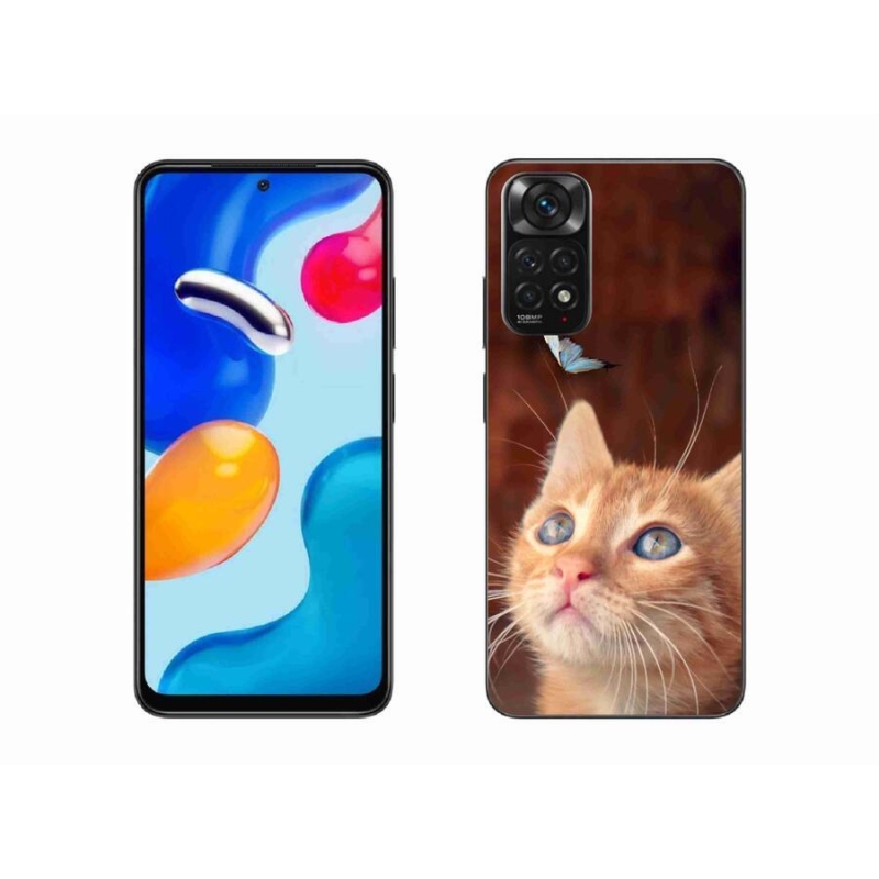 Gelový kryt mmCase na mobil Xiaomi Redmi Note 11S 4G - motýl a kotě