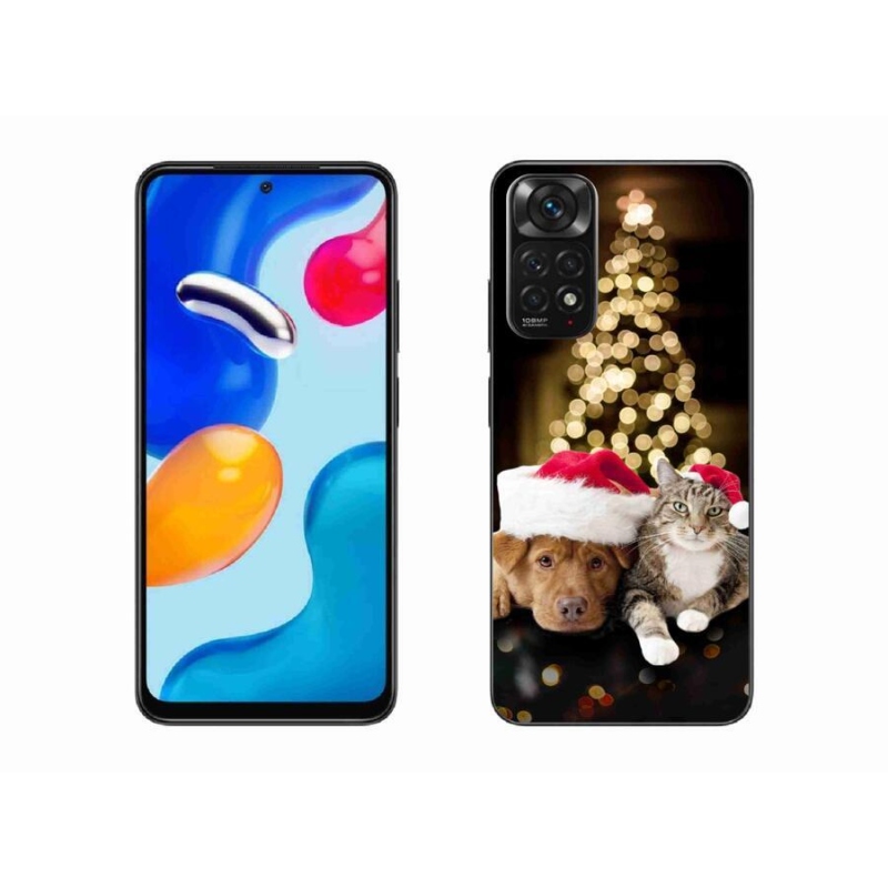 Gelový kryt mmCase na mobil Xiaomi Redmi Note 11S 4G - vánoční pes a kočka