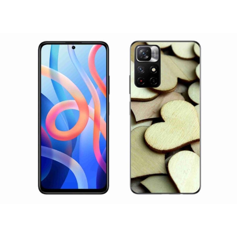 Gelový kryt mmCase na mobil Xiaomi Redmi Note 11S 5G - dřevěná srdíčka