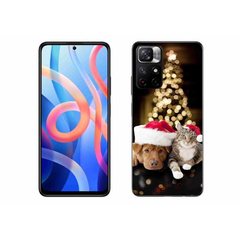 Gelový kryt mmCase na mobil Xiaomi Redmi Note 11S 5G - vánoční pes a kočka