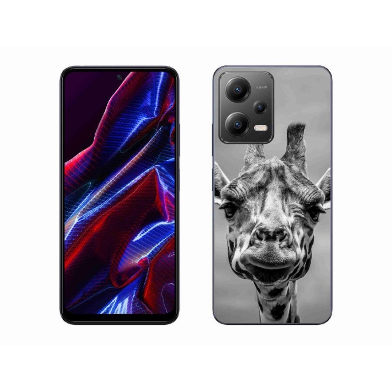 Gelový kryt mmCase na mobil Xiaomi Redmi Note 12 5G - černobílá žirafa