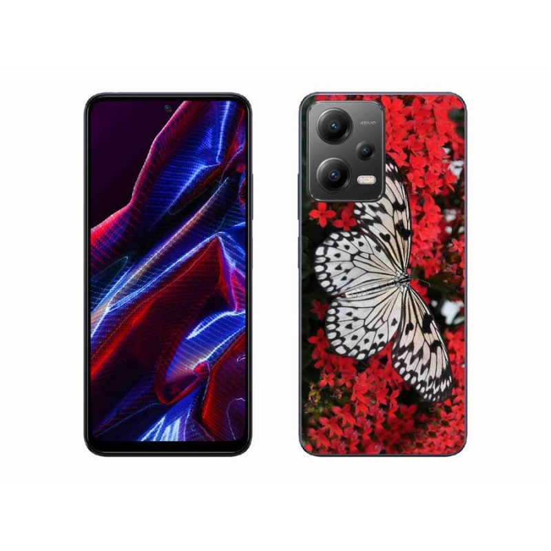 Gelový kryt mmCase na mobil Xiaomi Redmi Note 12 5G - černobílý motýl 1