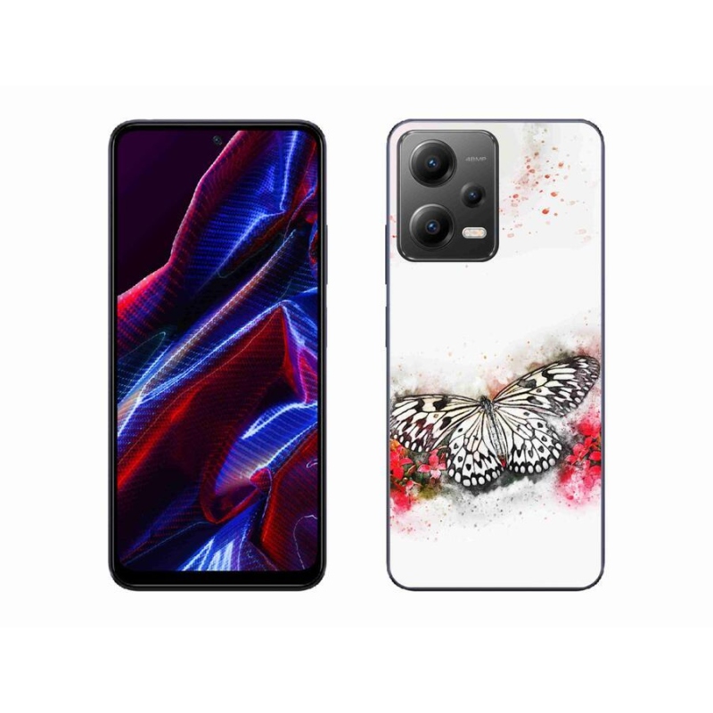 Gelový kryt mmCase na mobil Xiaomi Redmi Note 12 5G - černobílý motýl