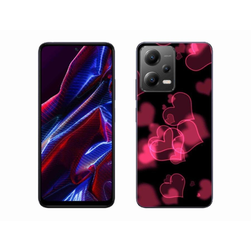 Gelový kryt mmCase na mobil Xiaomi Redmi Note 12 5G - červená srdíčka