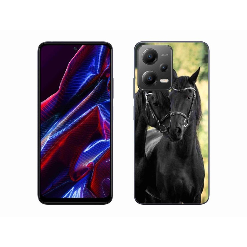 Gelový kryt mmCase na mobil Xiaomi Redmi Note 12 5G - dva černí koně
