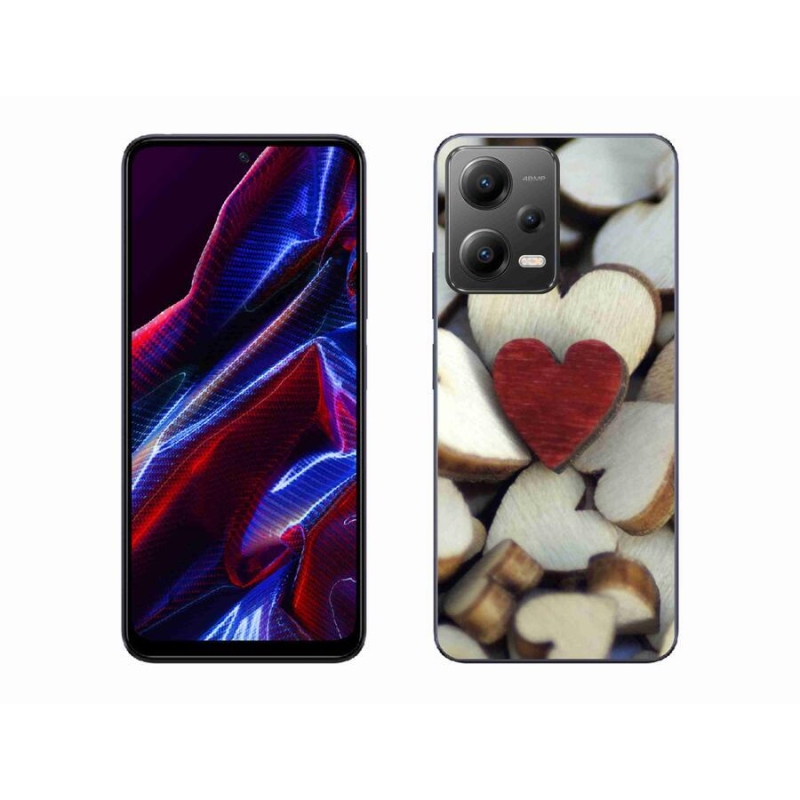 Gelový kryt mmCase na mobil Xiaomi Redmi Note 12 5G - gravírované červené srdce