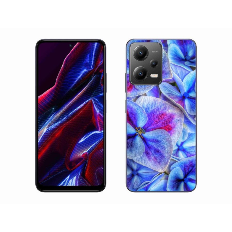 Gelový kryt mmCase na mobil Xiaomi Redmi Note 12 5G - modré květy 1