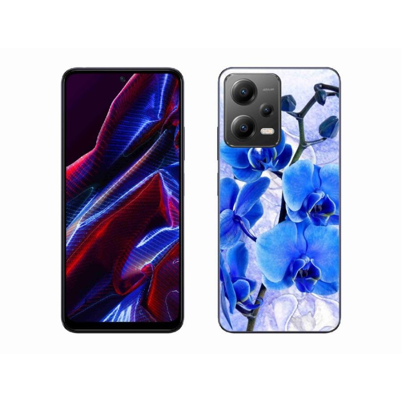 Gelový kryt mmCase na mobil Xiaomi Redmi Note 12 5G - modré květy