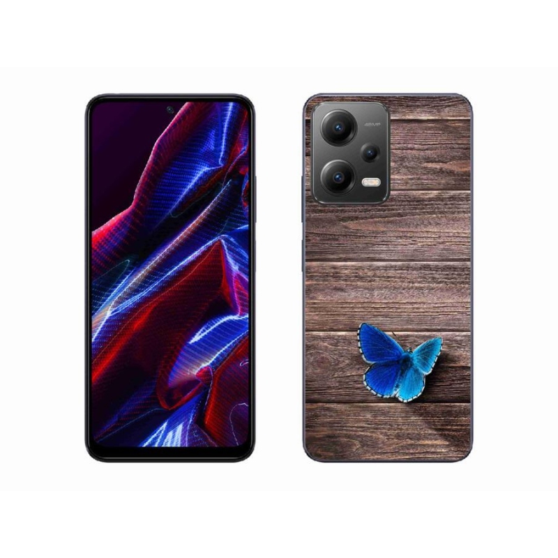 Gelový kryt mmCase na mobil Xiaomi Redmi Note 12 5G - modrý motýl 1