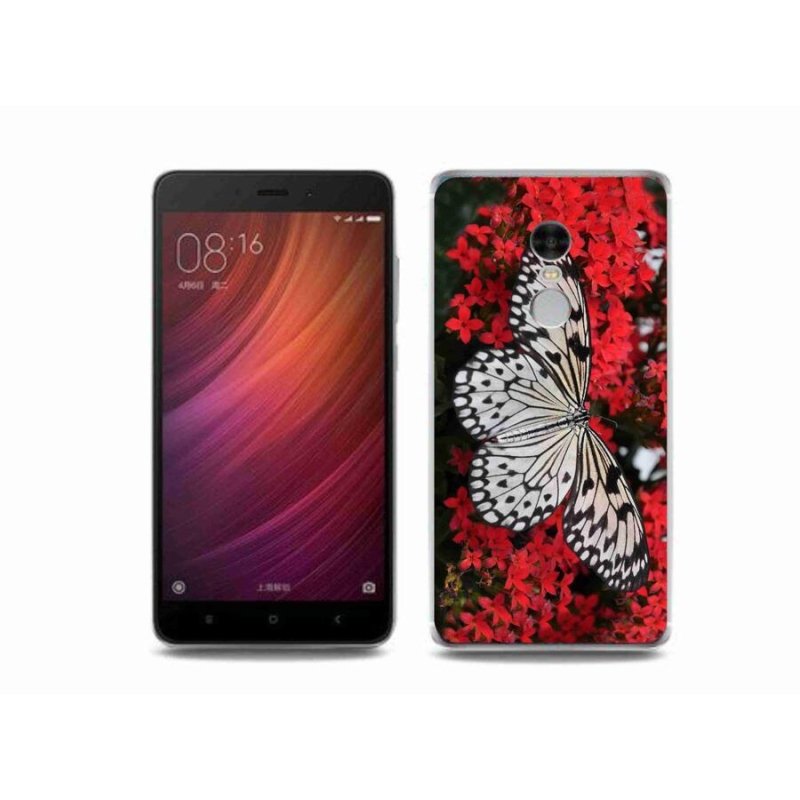 Gelový kryt mmCase na mobil Xiaomi Redmi Note 4 - černobílý motýl 1