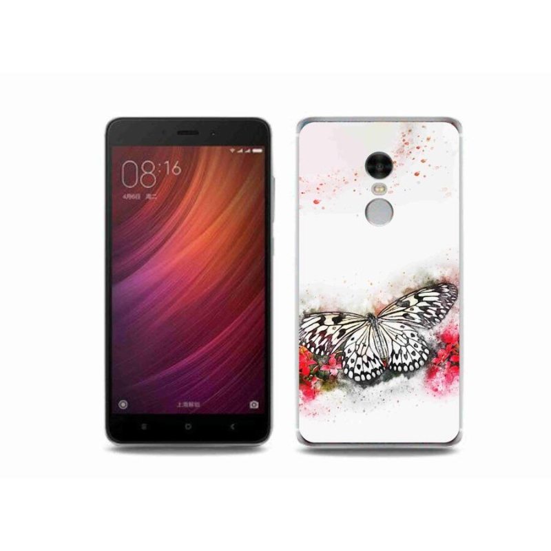 Gelový kryt mmCase na mobil Xiaomi Redmi Note 4 - černobílý motýl