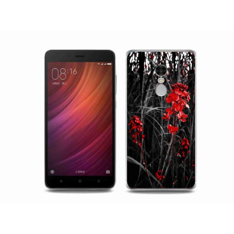 Gelový kryt mmCase na mobil Xiaomi Redmi Note 4 - červená rostlina