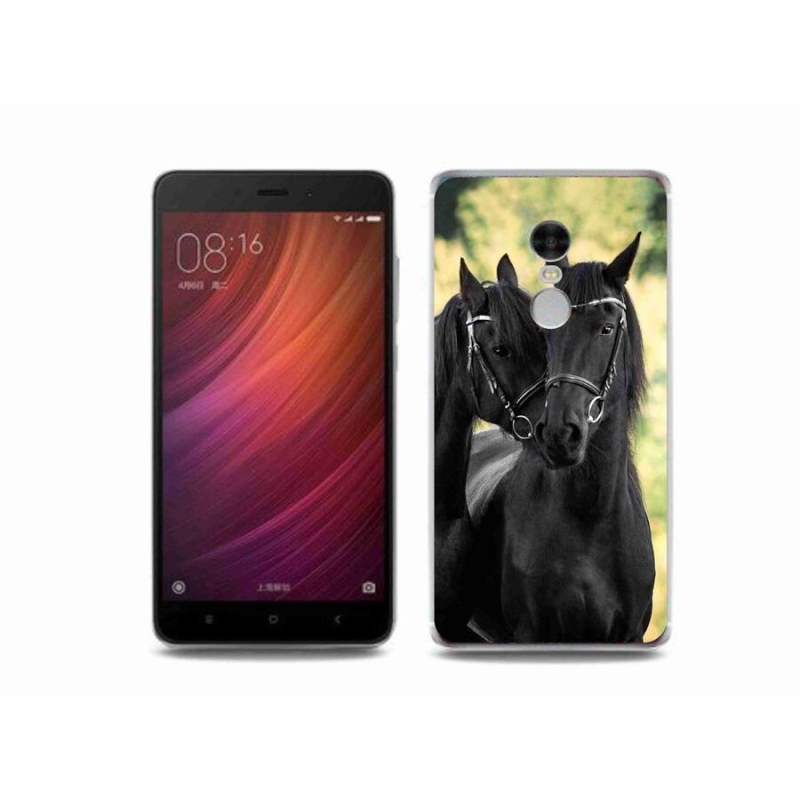 Gelový kryt mmCase na mobil Xiaomi Redmi Note 4 - dva černí koně