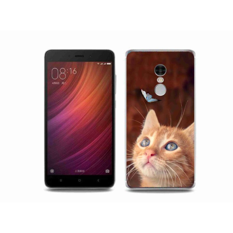 Gelový kryt mmCase na mobil Xiaomi Redmi Note 4 - motýl a kotě