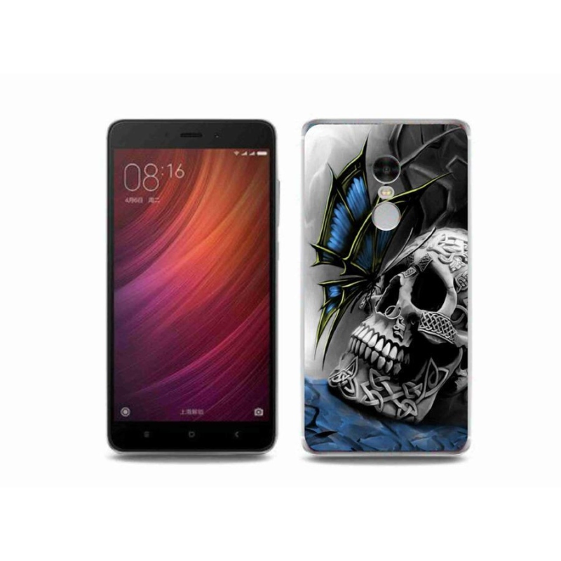 Gelový kryt mmCase na mobil Xiaomi Redmi Note 4 - motýl a lebka