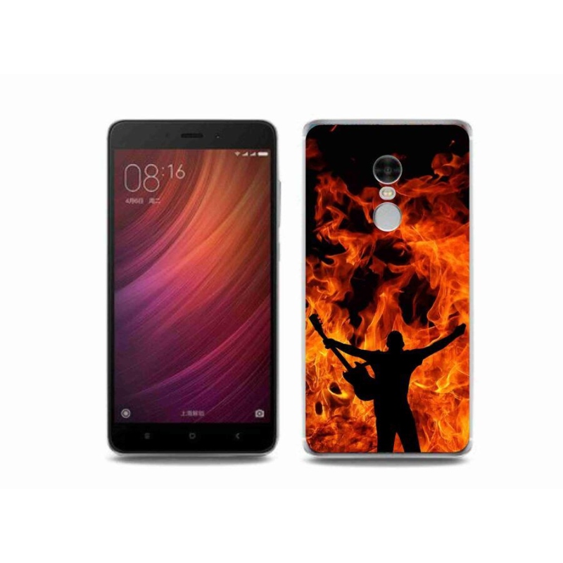 Gelový kryt mmCase na mobil Xiaomi Redmi Note 4 - muzikant a oheň