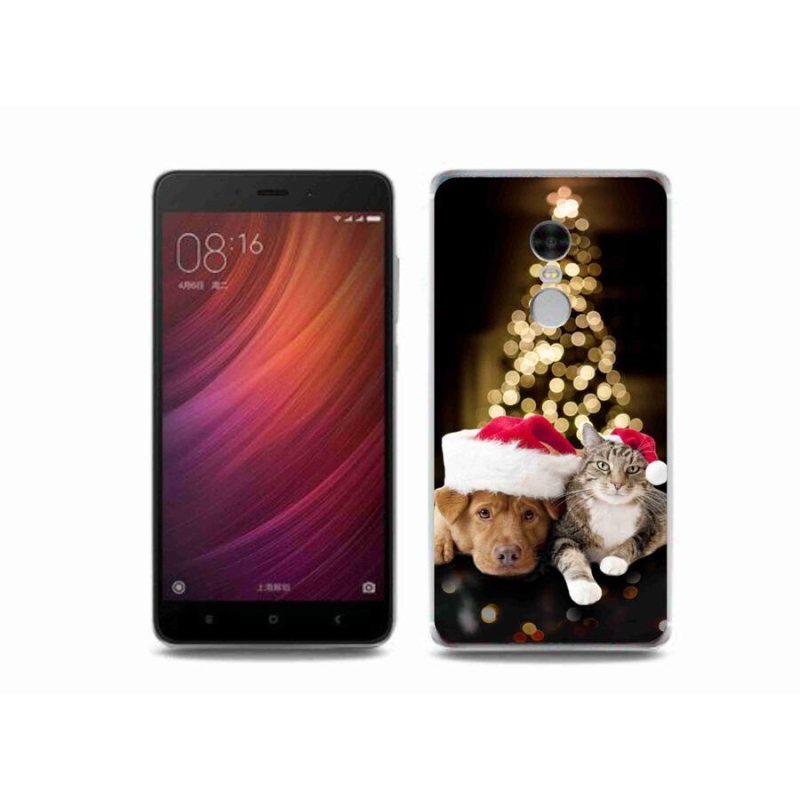 Gelový kryt mmCase na mobil Xiaomi Redmi Note 4 - vánoční pes a kočka