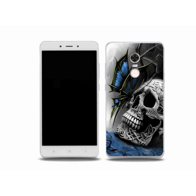 Gelový kryt mmCase na mobil Xiaomi Redmi Note 4X - motýl a lebka