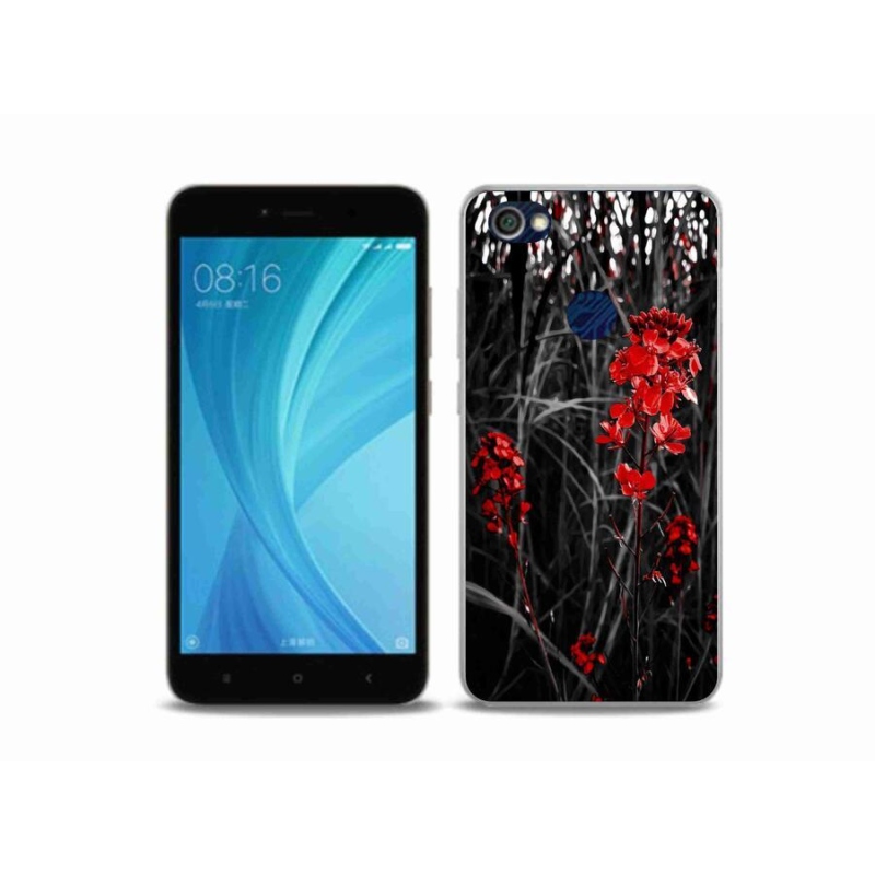 Gelový kryt mmCase na mobil Xiaomi Redmi Note 5A Prime - červená rostlina