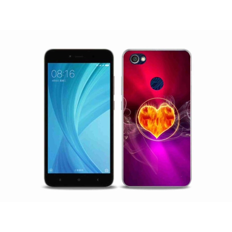 Gelový kryt mmCase na mobil Xiaomi Redmi Note 5A Prime - ohnivé srdce