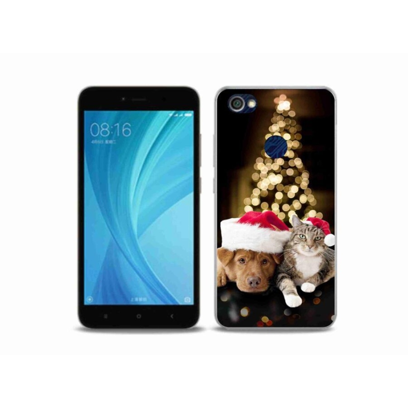 Gelový kryt mmCase na mobil Xiaomi Redmi Note 5A Prime - vánoční pes a kočka