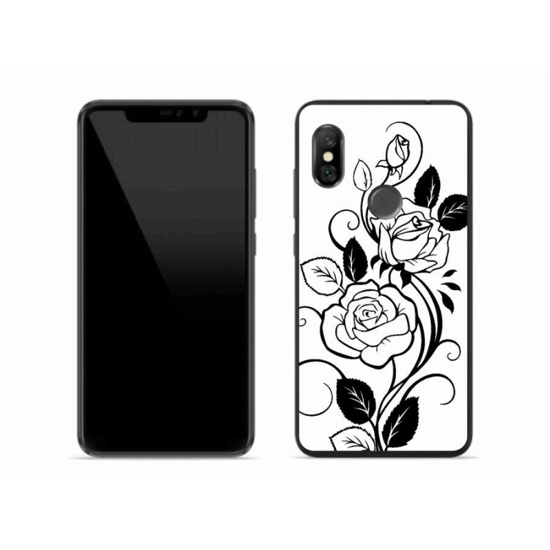 Gelový kryt mmCase na mobil Xiaomi Redmi Note 6 Pro - černobílá růže