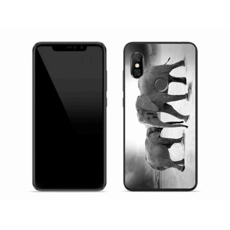 Gelový kryt mmCase na mobil Xiaomi Redmi Note 6 Pro - černobílí sloni