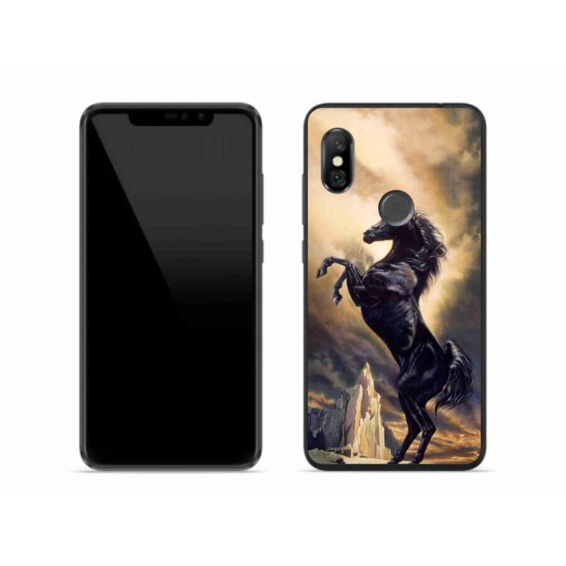 Gelový kryt mmCase na mobil Xiaomi Redmi Note 6 Pro - černý kreslený kůň