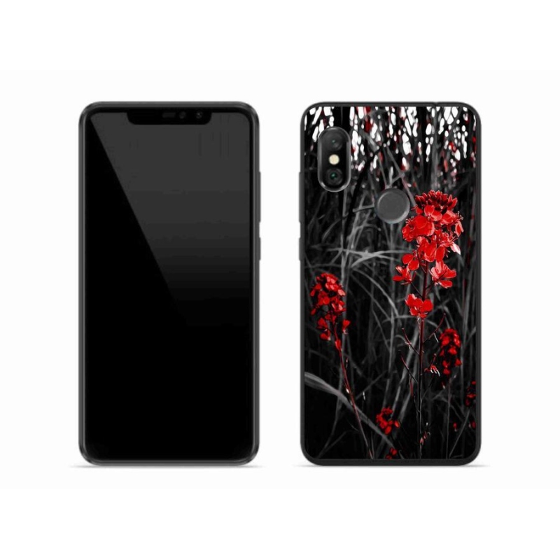 Gelový kryt mmCase na mobil Xiaomi Redmi Note 6 Pro - červená rostlina