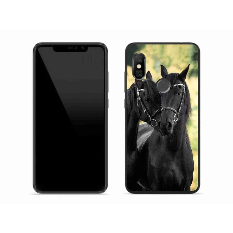 Gelový kryt mmCase na mobil Xiaomi Redmi Note 6 Pro - dva černí koně