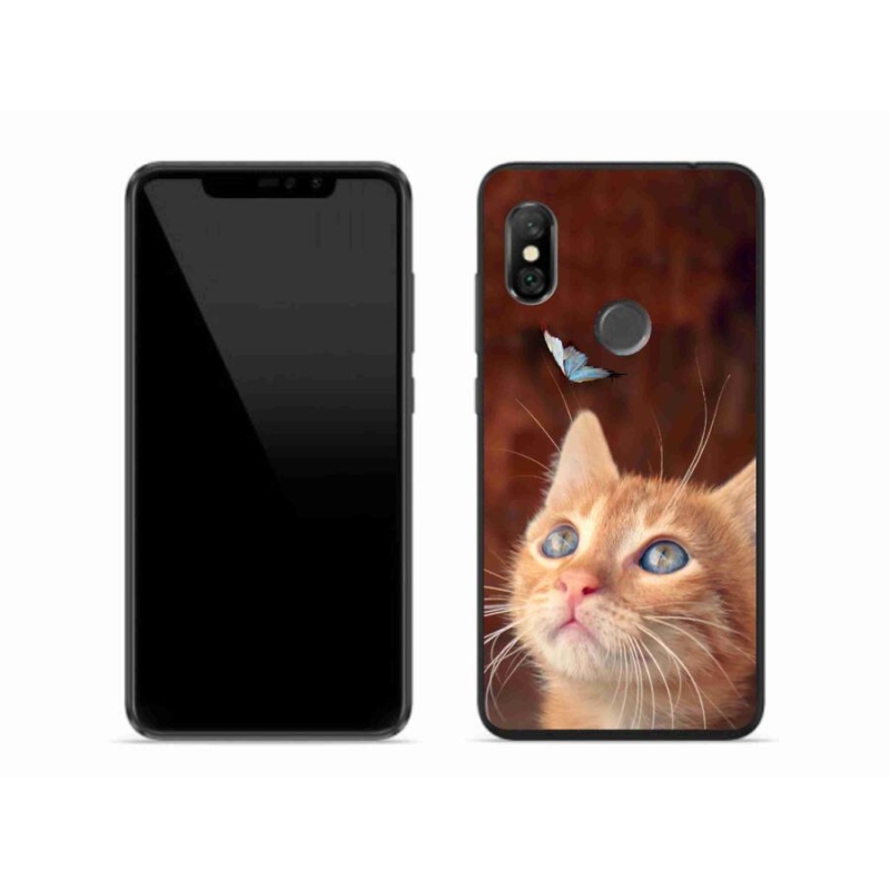 Gelový kryt mmCase na mobil Xiaomi Redmi Note 6 Pro - motýl a kotě