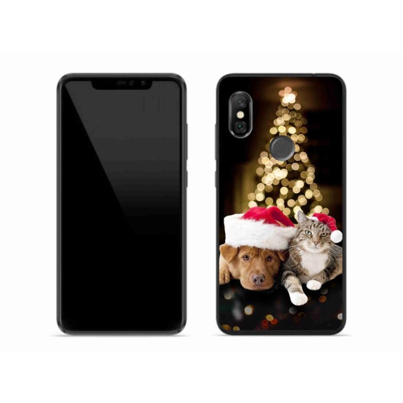Gelový kryt mmCase na mobil Xiaomi Redmi Note 6 Pro - vánoční pes a kočka