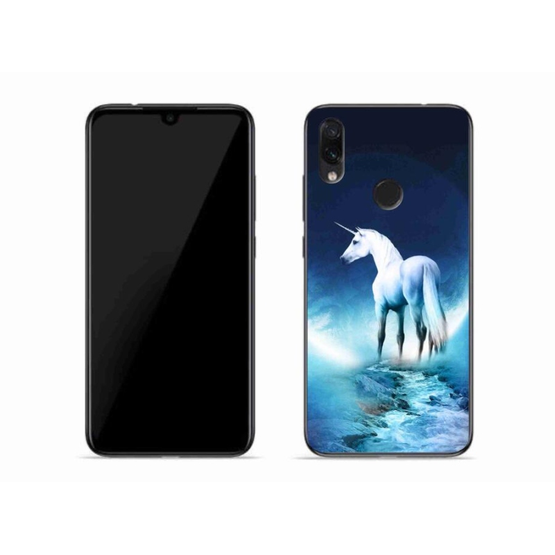 Gelový kryt mmCase na mobil Xiaomi Redmi Note 7 - bílý jednorožec