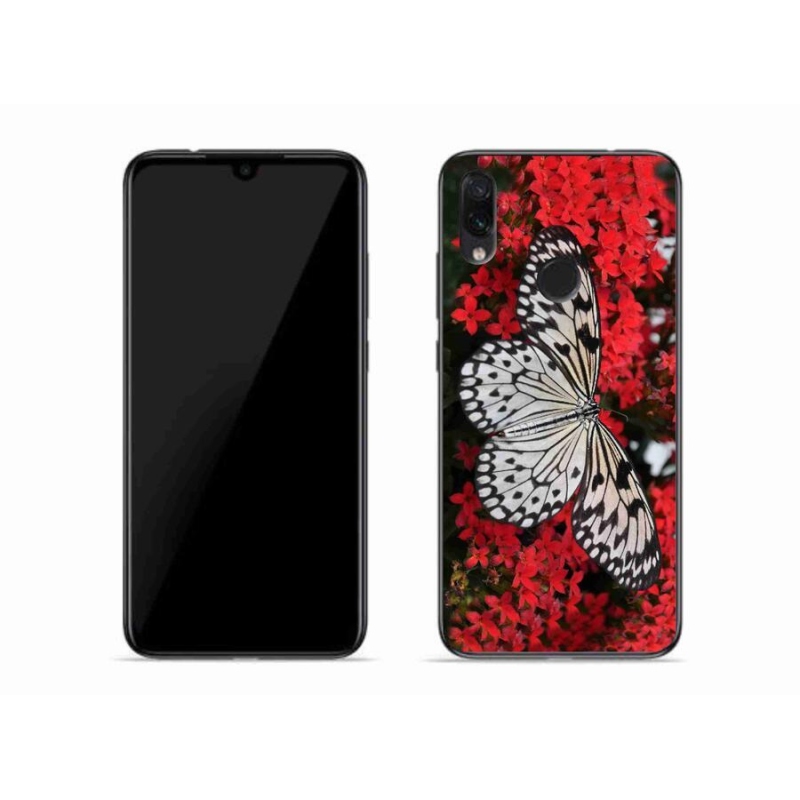 Gelový kryt mmCase na mobil Xiaomi Redmi Note 7 - černobílý motýl 1