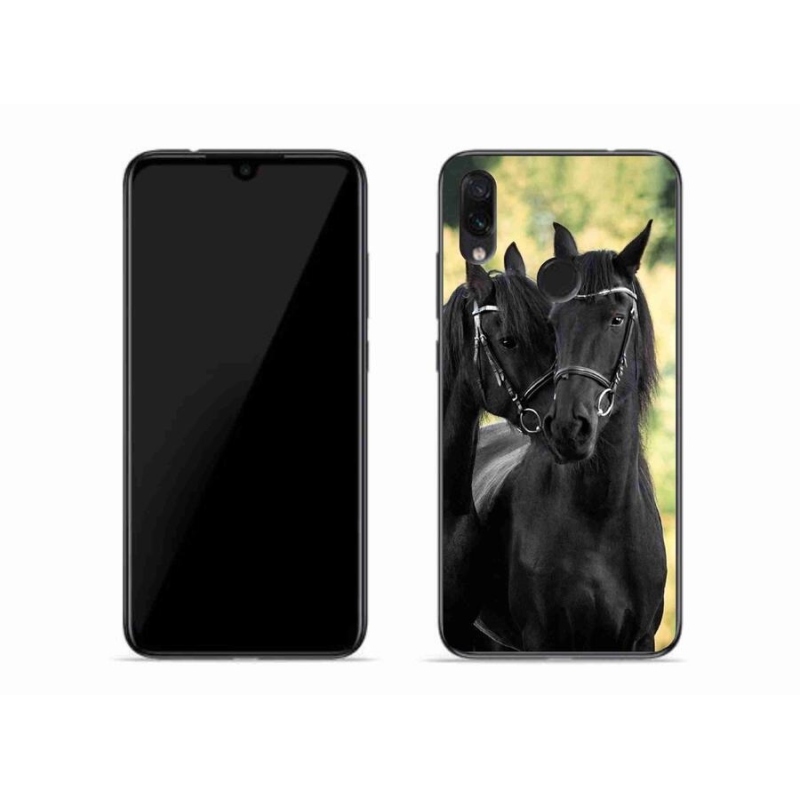 Gelový kryt mmCase na mobil Xiaomi Redmi Note 7 - dva černí koně