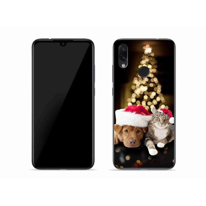 Gelový kryt mmCase na mobil Xiaomi Redmi Note 7 - vánoční pes a kočka