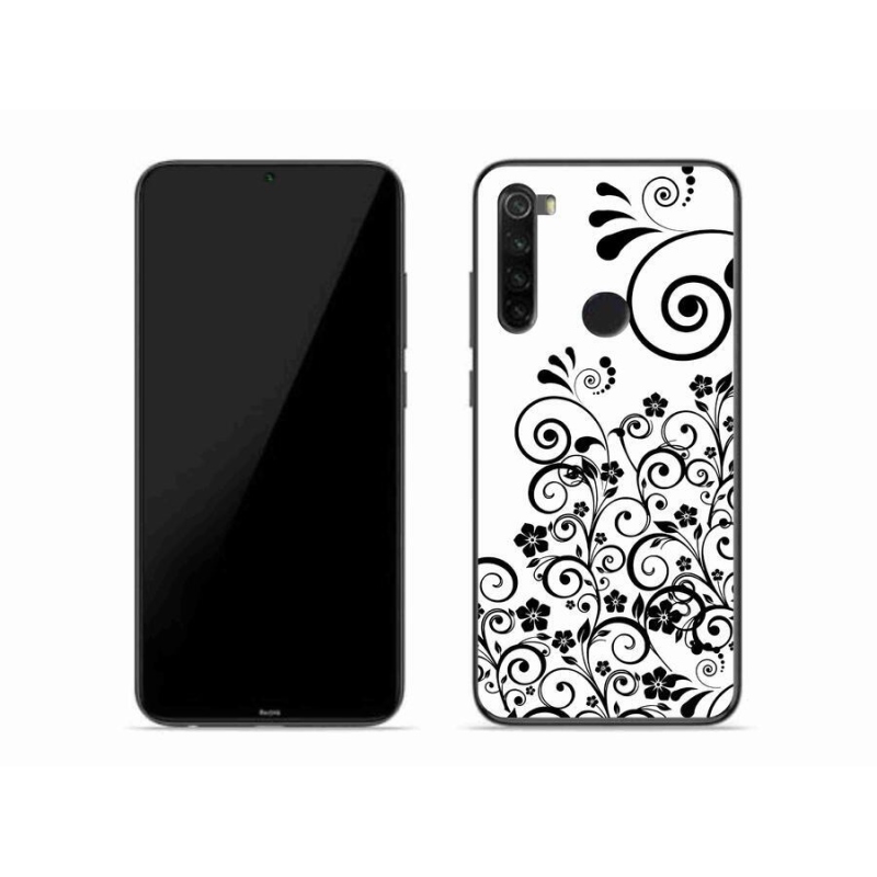 Gelový kryt mmCase na mobil Xiaomi Redmi Note 8 - černobílé květinové vzory