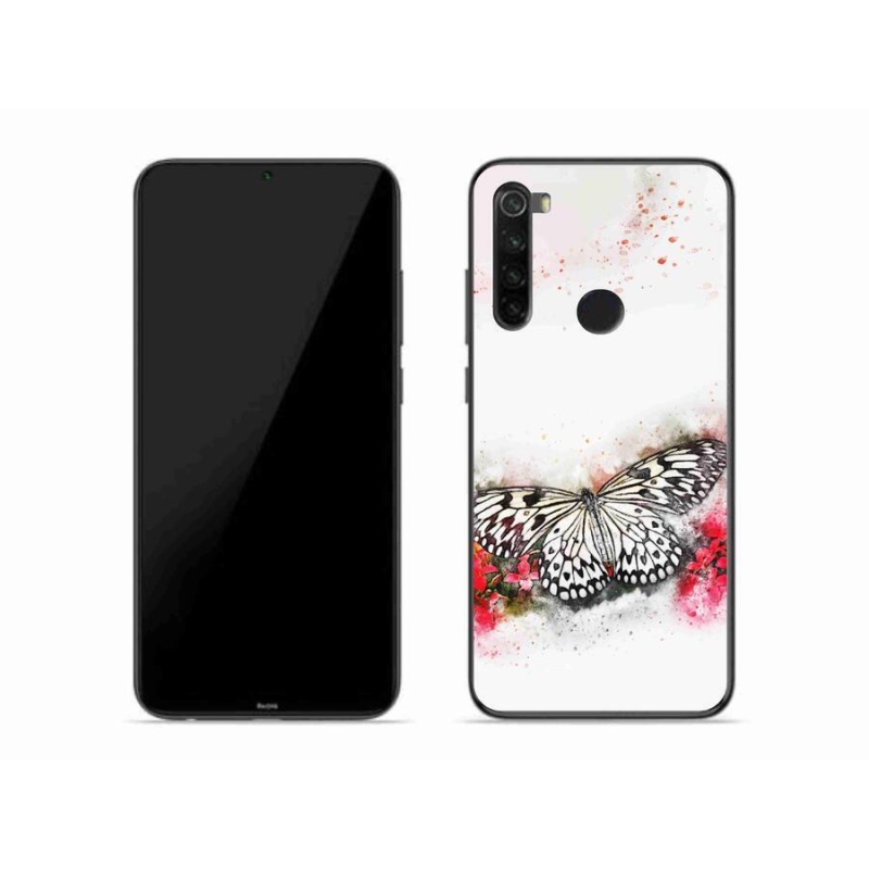 Gelový kryt mmCase na mobil Xiaomi Redmi Note 8 - černobílý motýl
