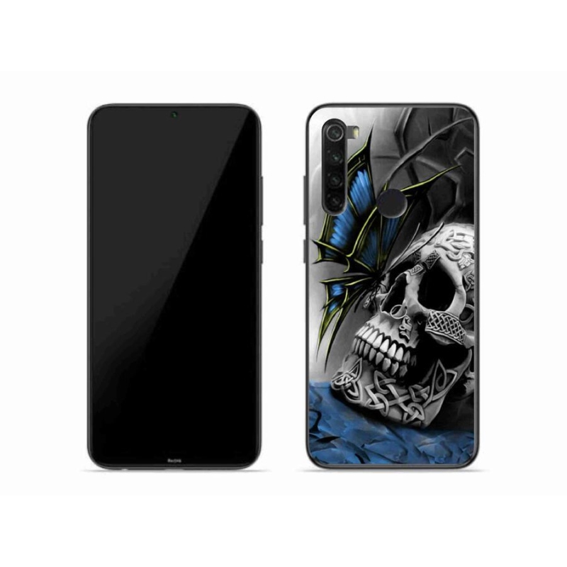 Gelový kryt mmCase na mobil Xiaomi Redmi Note 8 - motýl a lebka