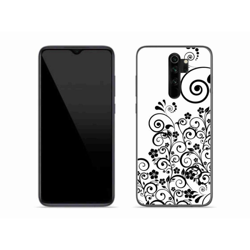 Gelový kryt mmCase na mobil Xiaomi Redmi Note 8 Pro - černobílé květinové vzory