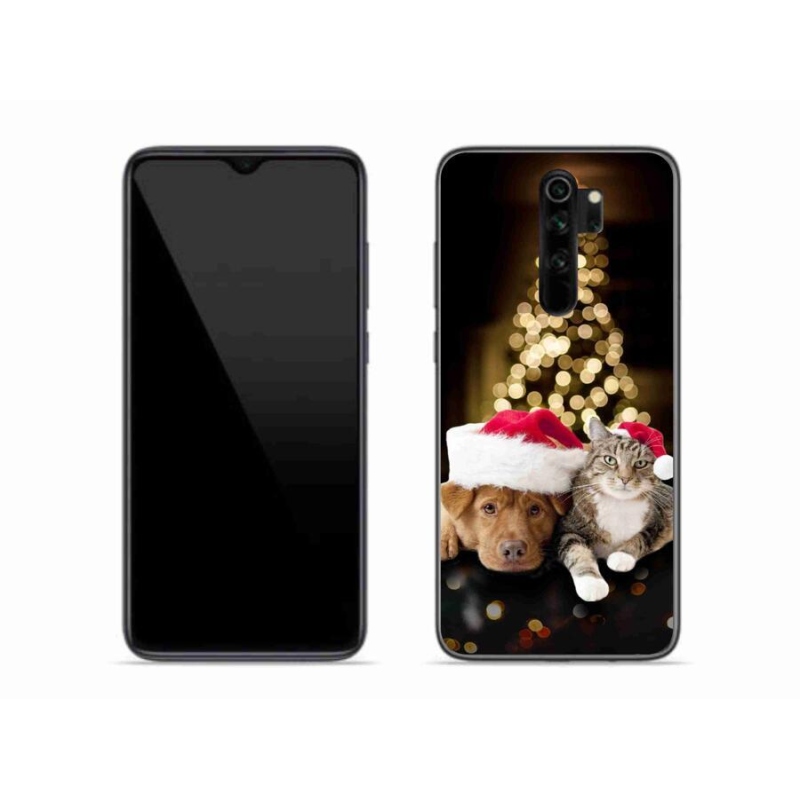 Gelový kryt mmCase na mobil Xiaomi Redmi Note 8 Pro - vánoční pes a kočka