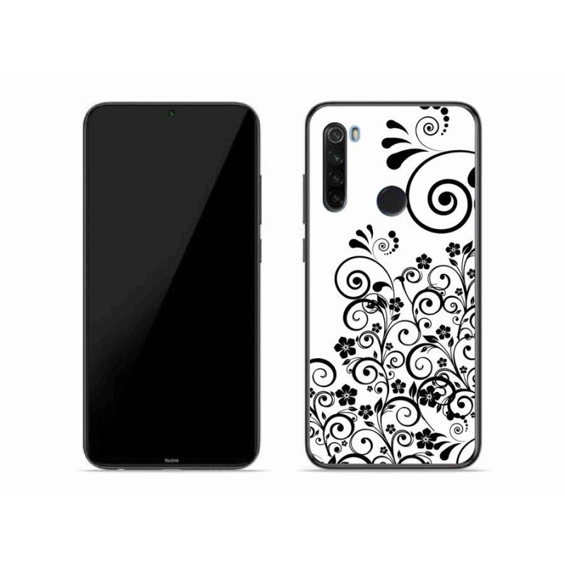Gelový kryt mmCase na mobil Xiaomi Redmi Note 8T - černobílé květinové vzory