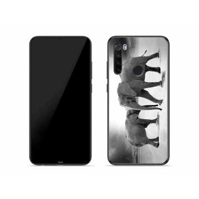 Gelový kryt mmCase na mobil Xiaomi Redmi Note 8T - černobílí sloni