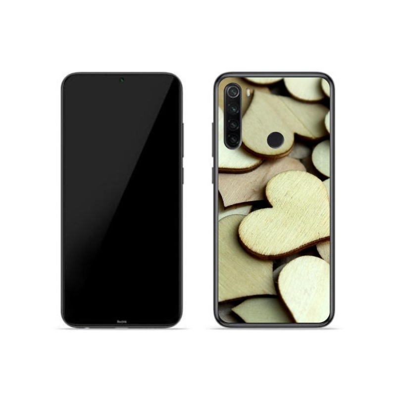 Gelový kryt mmCase na mobil Xiaomi Redmi Note 8T - dřevěná srdíčka