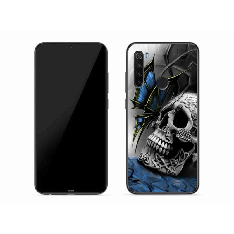 Gelový kryt mmCase na mobil Xiaomi Redmi Note 8T - motýl a lebka