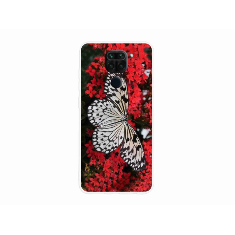 Gelový kryt mmCase na mobil Xiaomi Redmi Note 9 - černobílý motýl 1