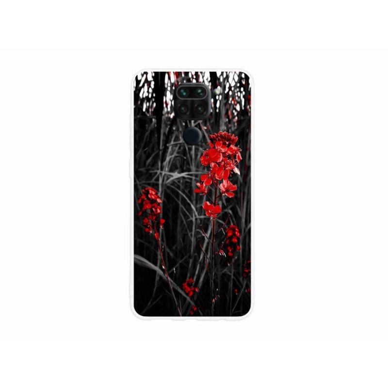 Gelový kryt mmCase na mobil Xiaomi Redmi Note 9 - červená rostlina