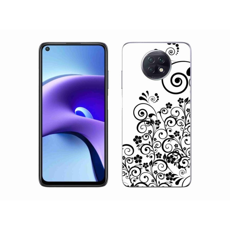 Gelový kryt mmCase na mobil Xiaomi Redmi Note 9T 5G - černobílé květinové vzory