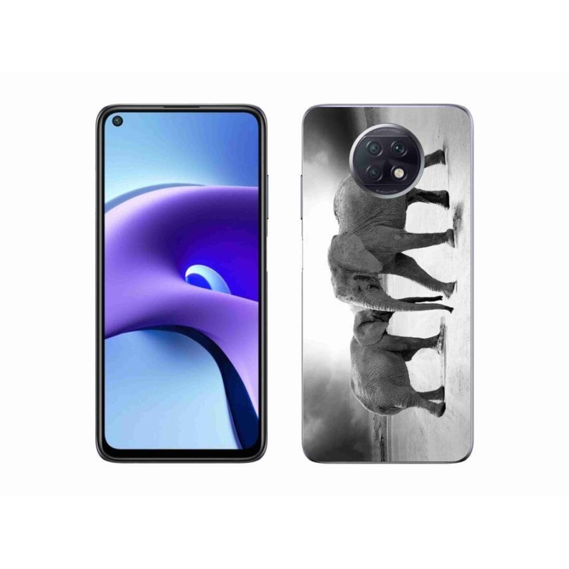 Gelový kryt mmCase na mobil Xiaomi Redmi Note 9T 5G - černobílí sloni