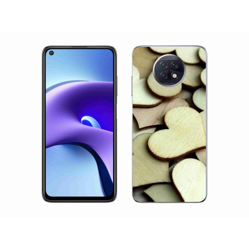 Gelový kryt mmCase na mobil Xiaomi Redmi Note 9T 5G - dřevěná srdíčka